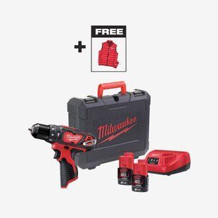 Дрель-шуруповерт аккумуляторная ударная MILWAUKEE M12 BPDMC-202C (30 Нм) + жилетка 4933499465 фото