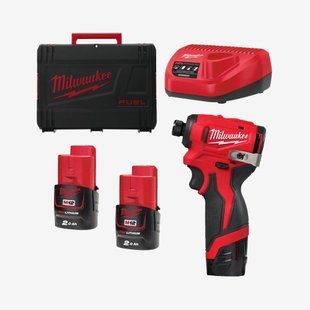 Гвинтокрут акумуляторний 1/4'' HEX MILWAUKEE M12 BLIDRC-202C (124Нм) (+ заряд.пристрій, 2 акум., HD кейс) 4933499690 фото