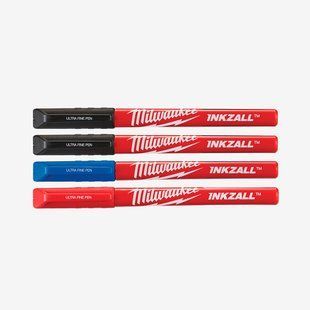 Набір ручек Fine Tip InkZAll MILWAUKEE, синій/червоний/чорний/чорний, (4шт) 48223165 фото